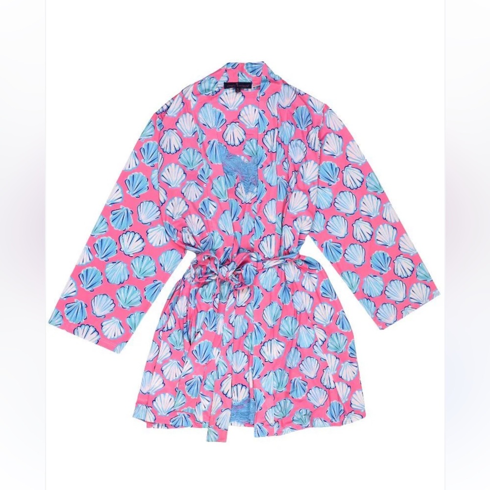 Simply Southern Pink Shell Print Swim Coverup Kimono